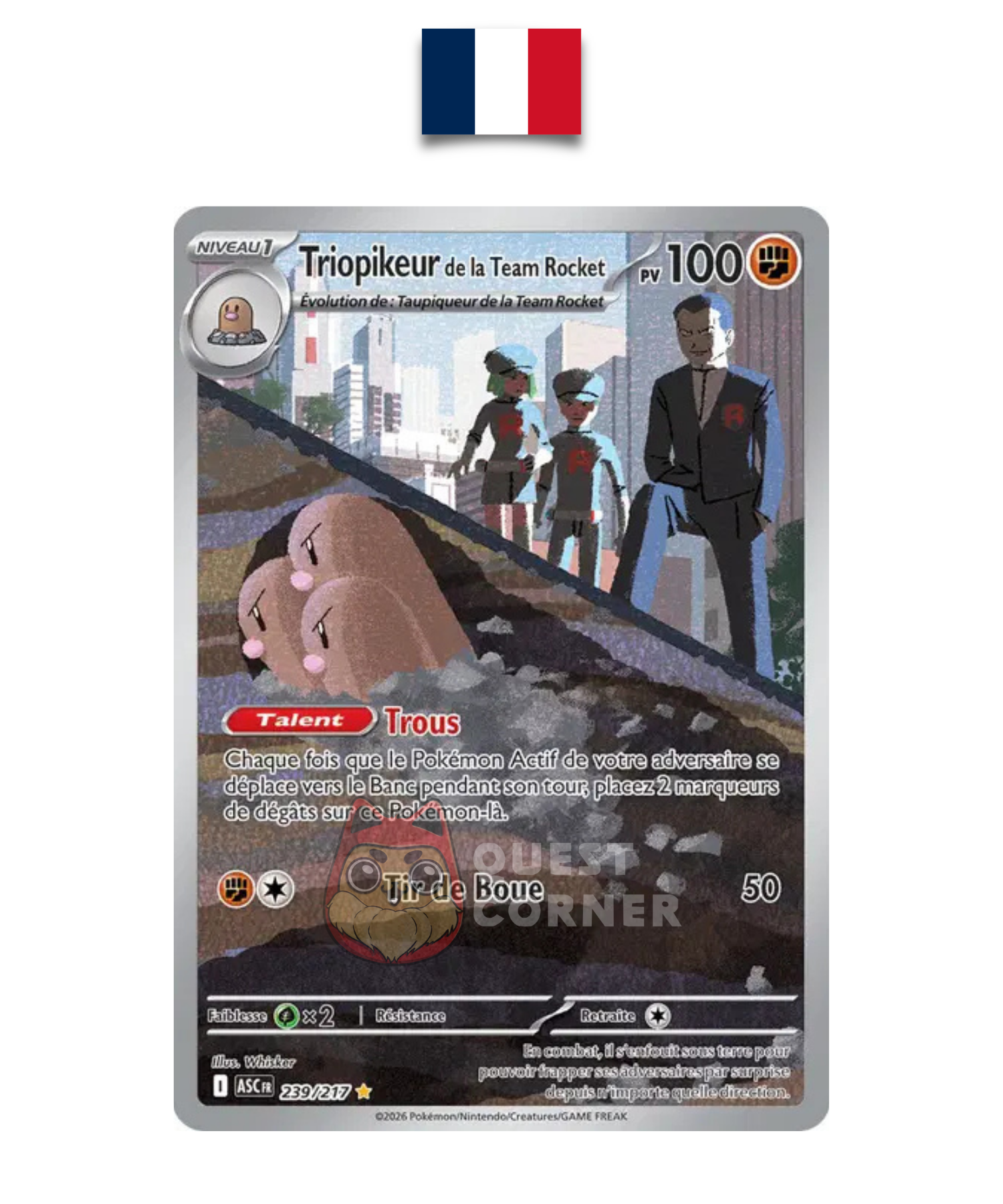 Carte Pokémon – Triopikeur de la Team Rocket 239/217 AR – ASC Héros Transcendants – Français - Quest Corner