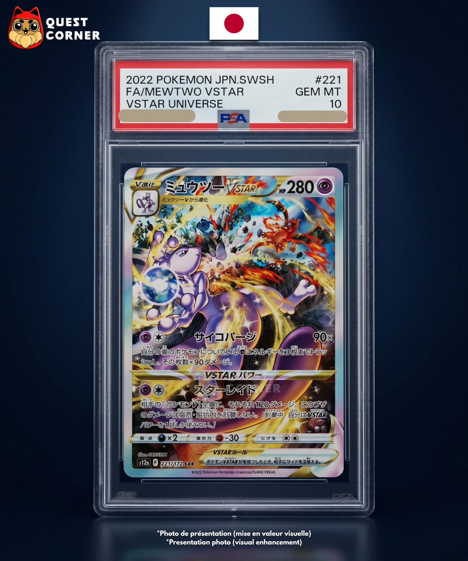 Carte gradée Pokémon – Mewtwo VSTAR 221/172 – SAR – S12a VSTAR Universe – PSA 10 – Japonais - Quest Corner