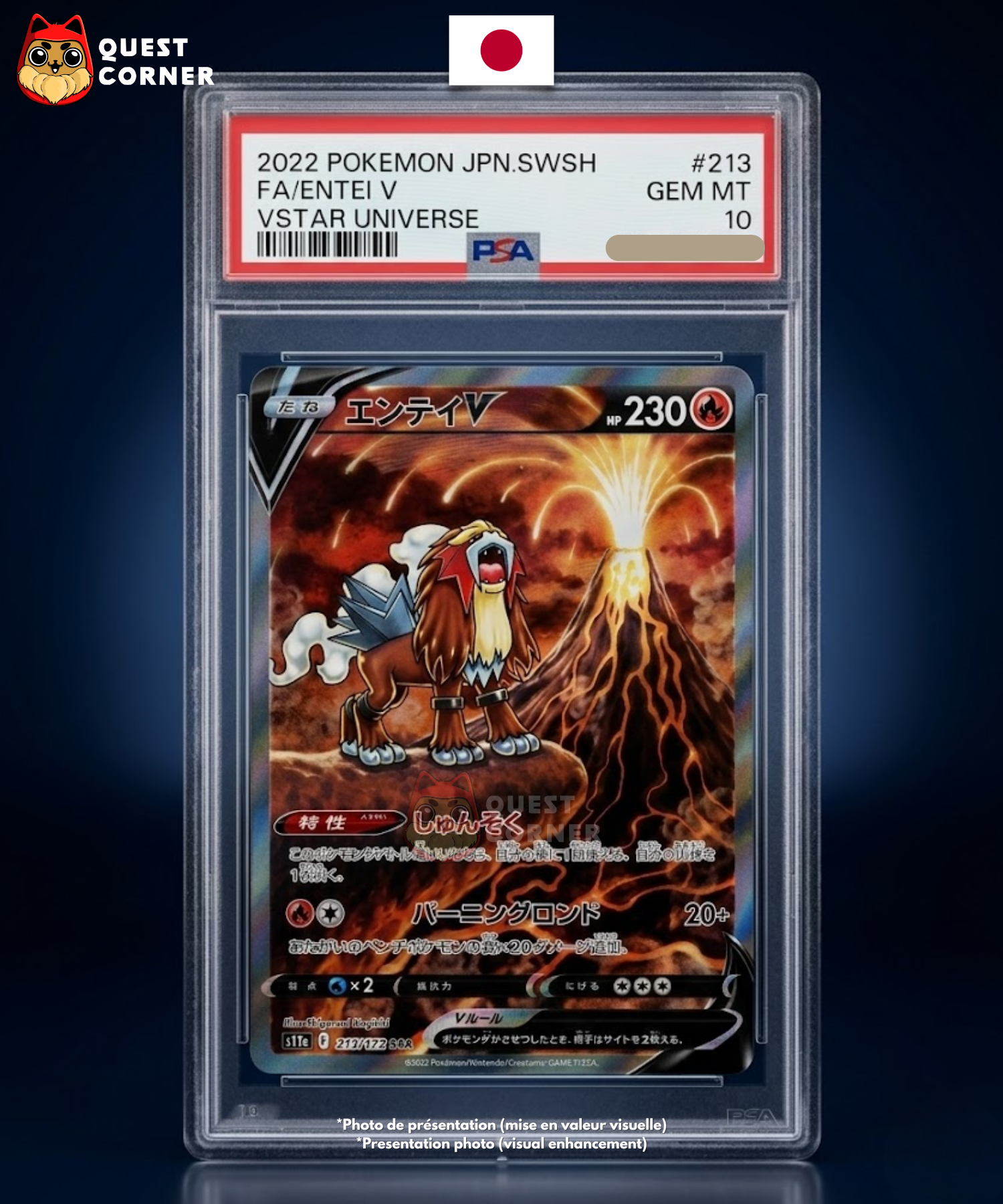 Carte gradée Pokémon Entei V 213/172 FA VSTAR Universe PSA 10