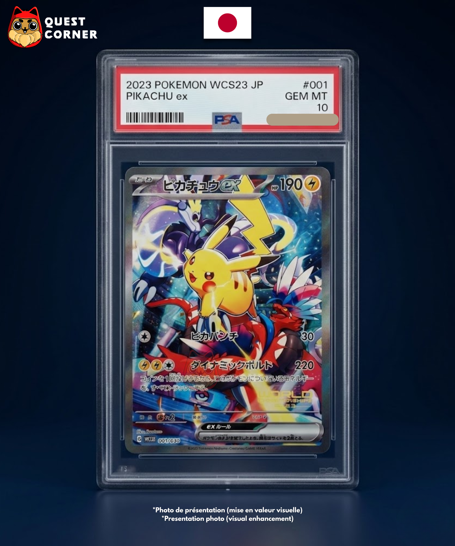 Carte gradée Pokémon Pikachu ex WCS23 Yokohama Deck PSA 10 – Japonais
