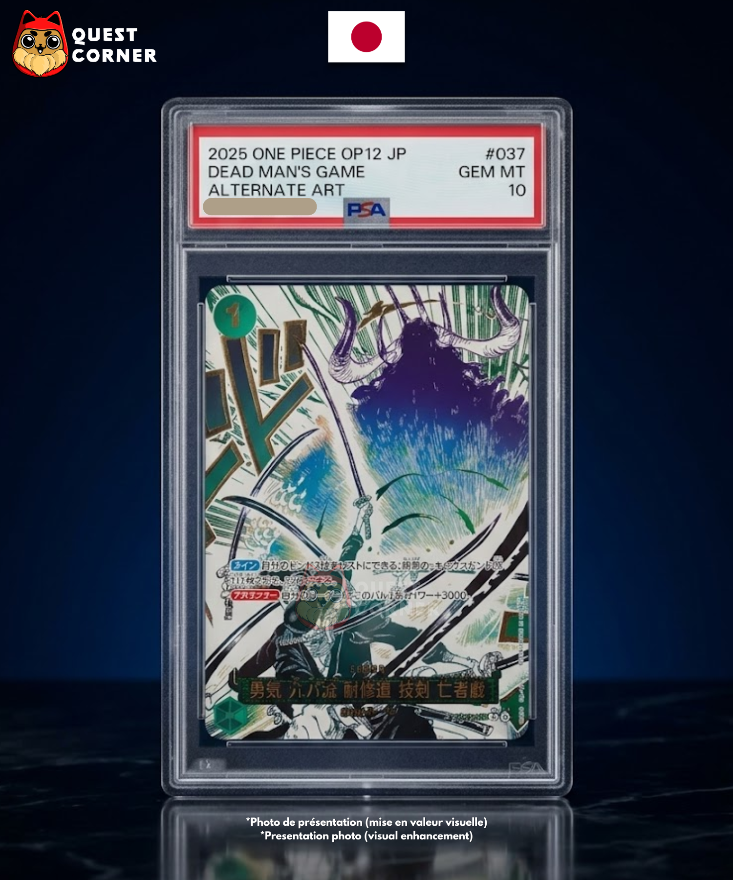 [MEGA DROP 2026] Carte One Piece – Zoro Demon Aura Nine Sword Style Asura OP12-037 – OP12 – JP - PSA10