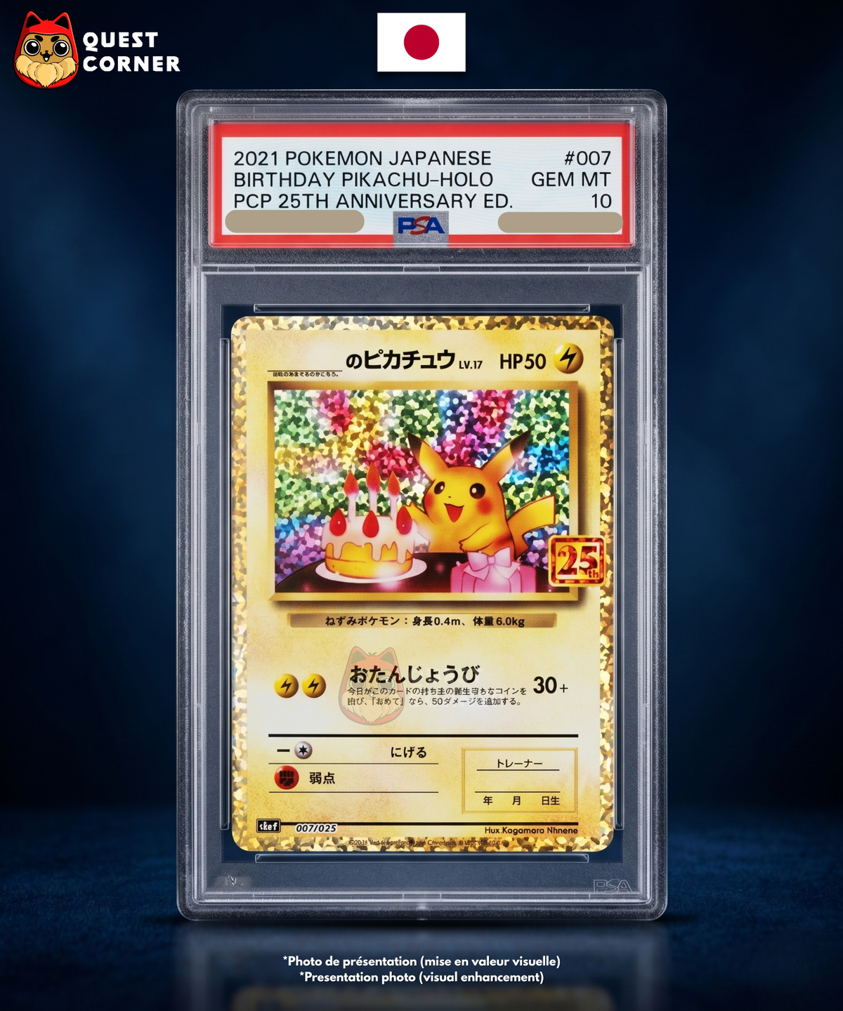Pikachu 007/025 25th Anniversary PSA 10 Pokémon Japonais