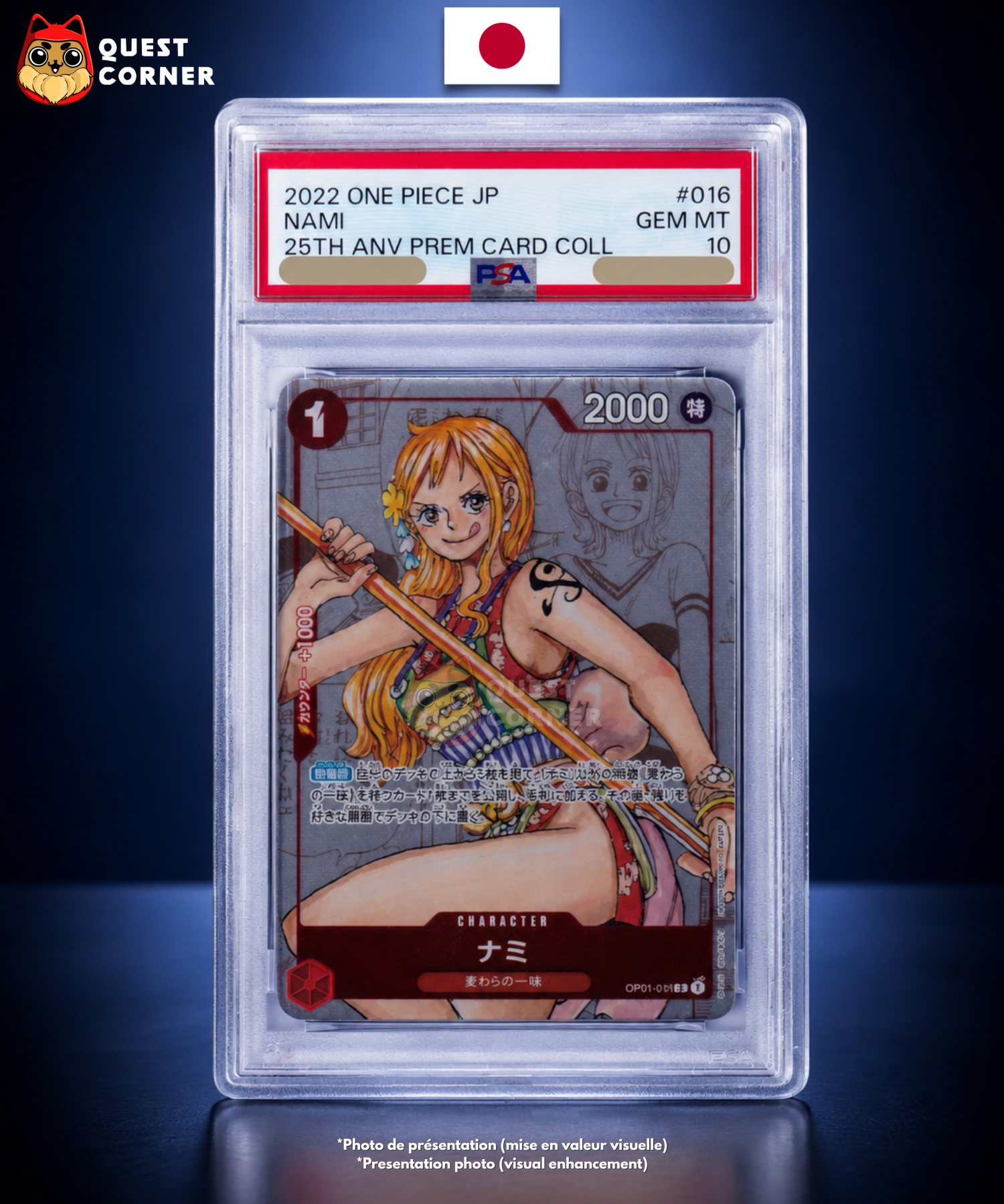Carte One Piece Gradée – Nami #016 PSA 10 – 25th Anniversary Premium Card Collection – JP - Quest Corner