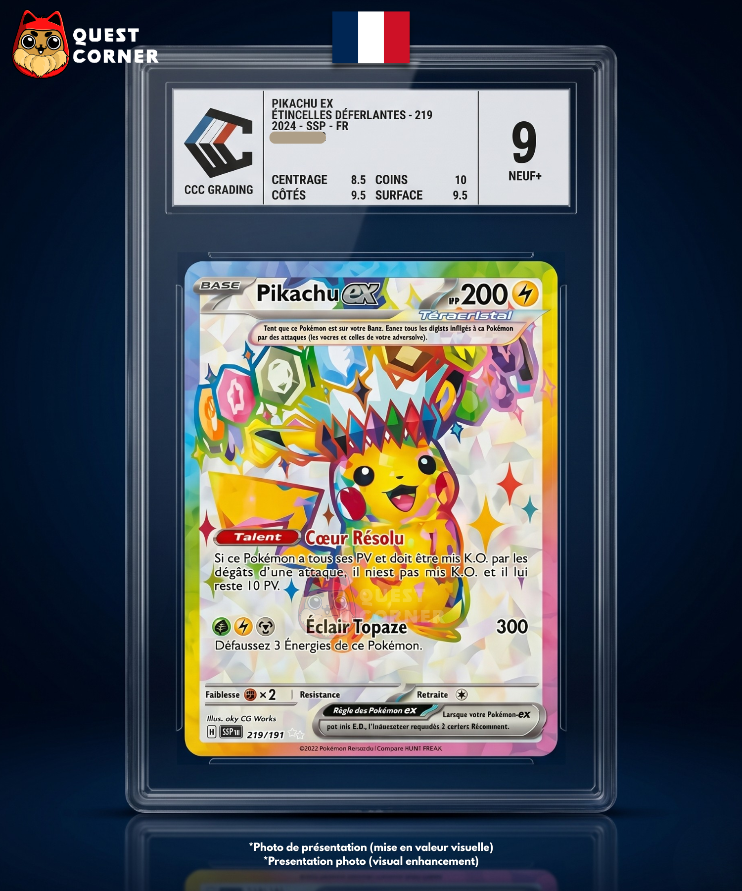 Pikachu EX 219/191 – Étincelles Déferlantes – Français – CCC 9 - Quest Corner