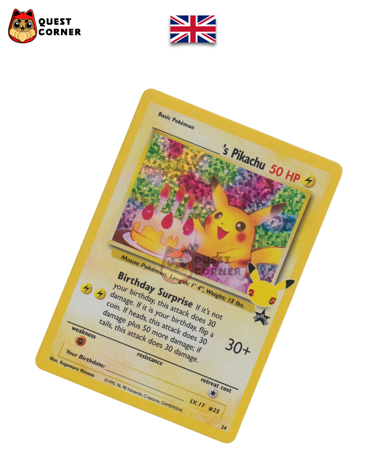 Carte Pokémon – _____’s Pikachu – Celebrations 25th Anniversary – Anglais – Excellent (EX)