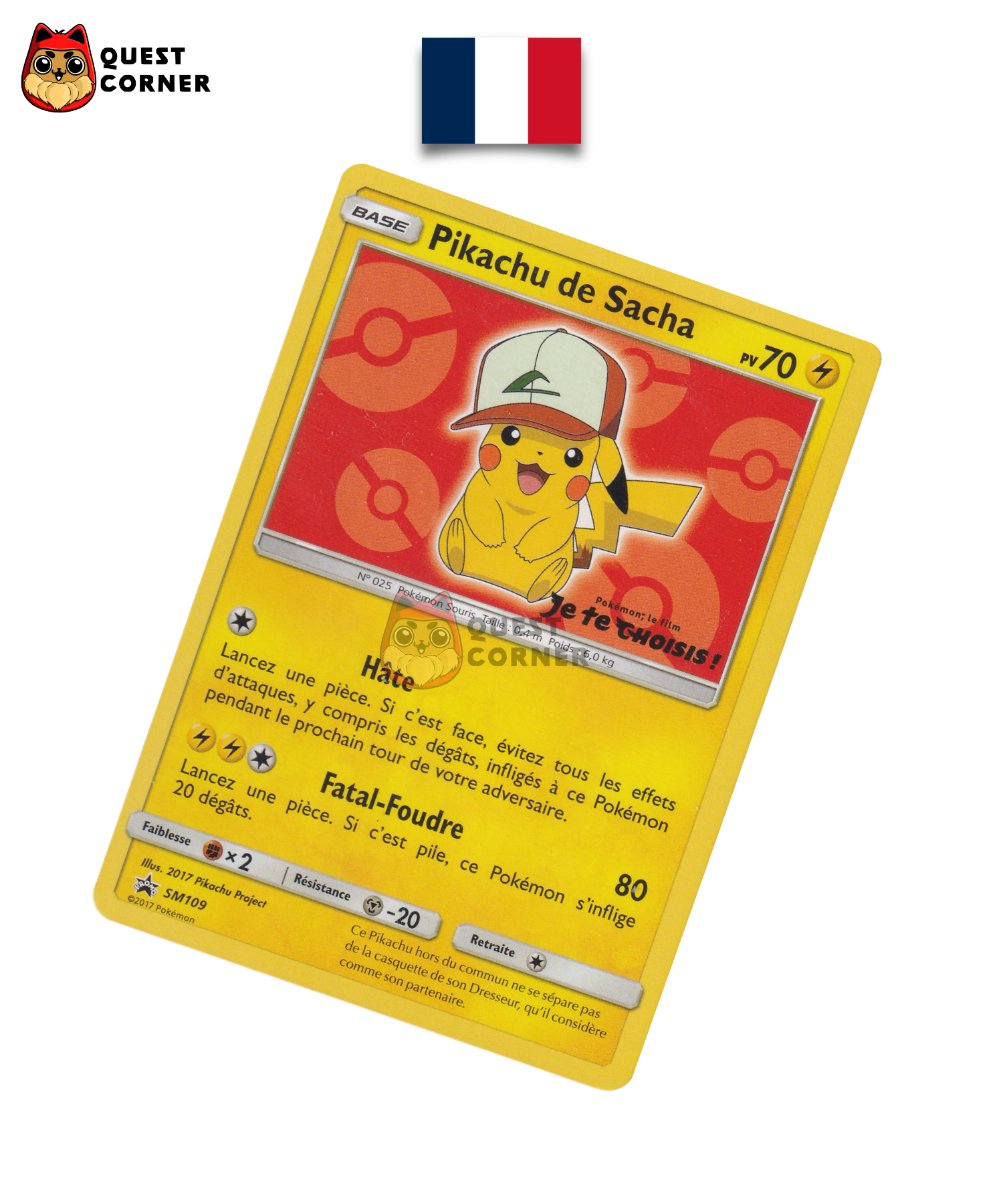 Pikachu de Sacha SM109 Promo – Français – NM - Quest Corner