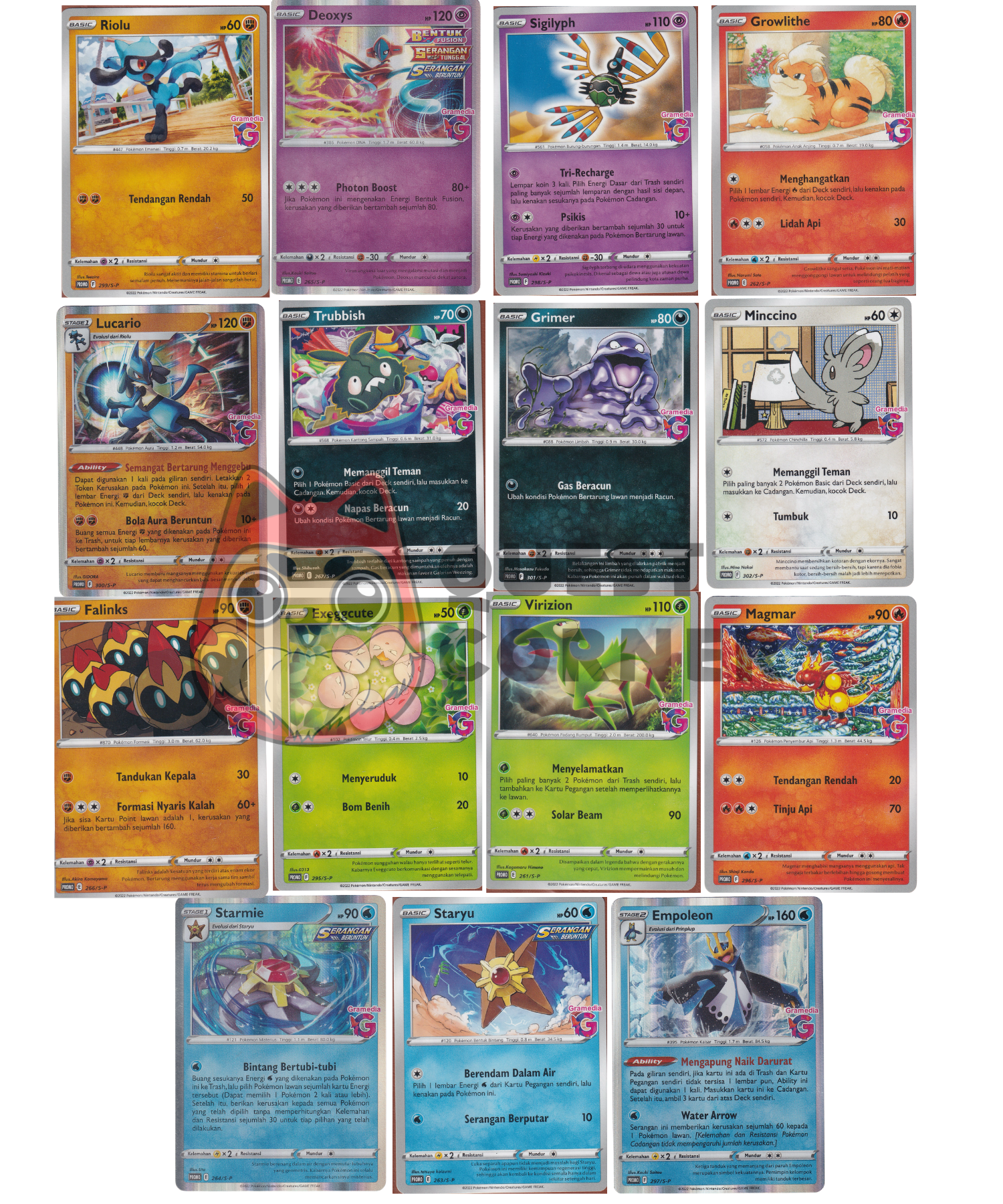 Lot de 15 cartes Pokémon – Promo Gramedia – S-P – Indonésien – NM - Quest Corner