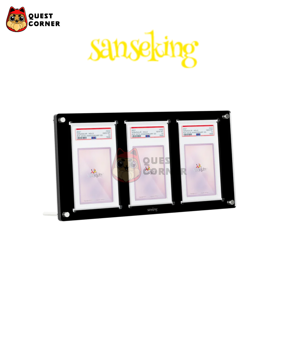Cadre Acrylique pour 3 Cartes Gradées – 3 Slots Graded Card Display Frame – Sanseking