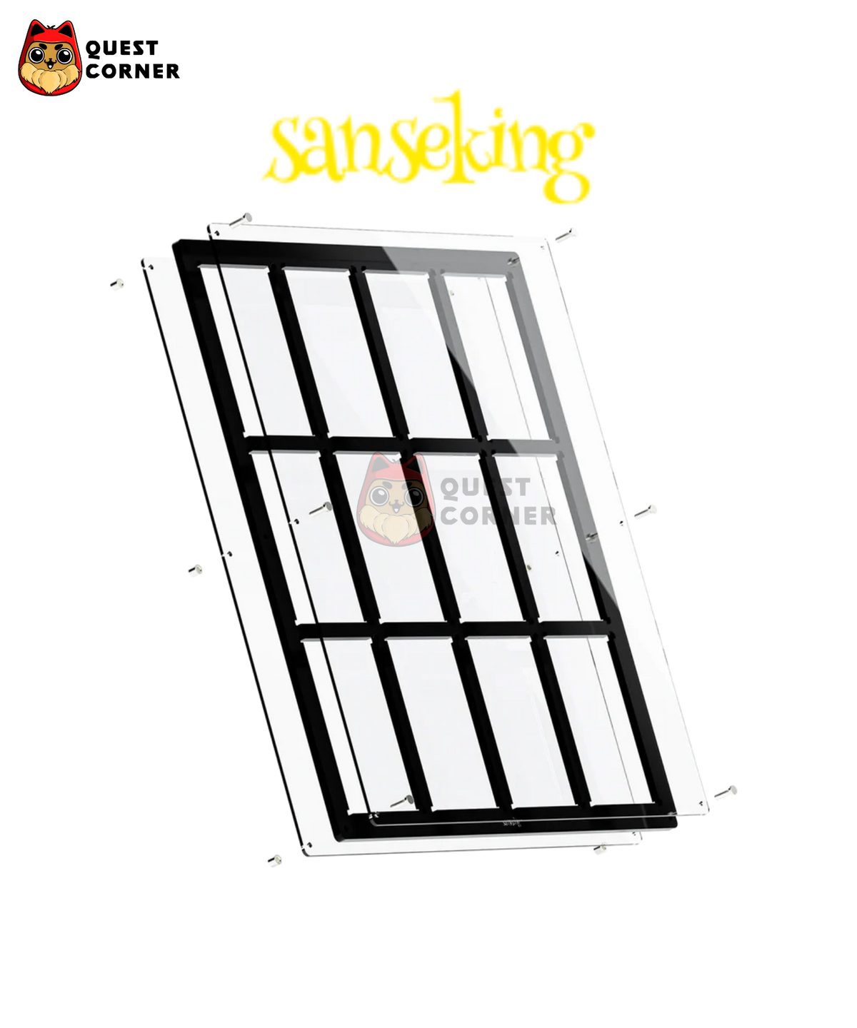 Cadre Acrylique pour 12 Cartes Gradées – 12 Slots Graded Card Display Frame – Sanseking