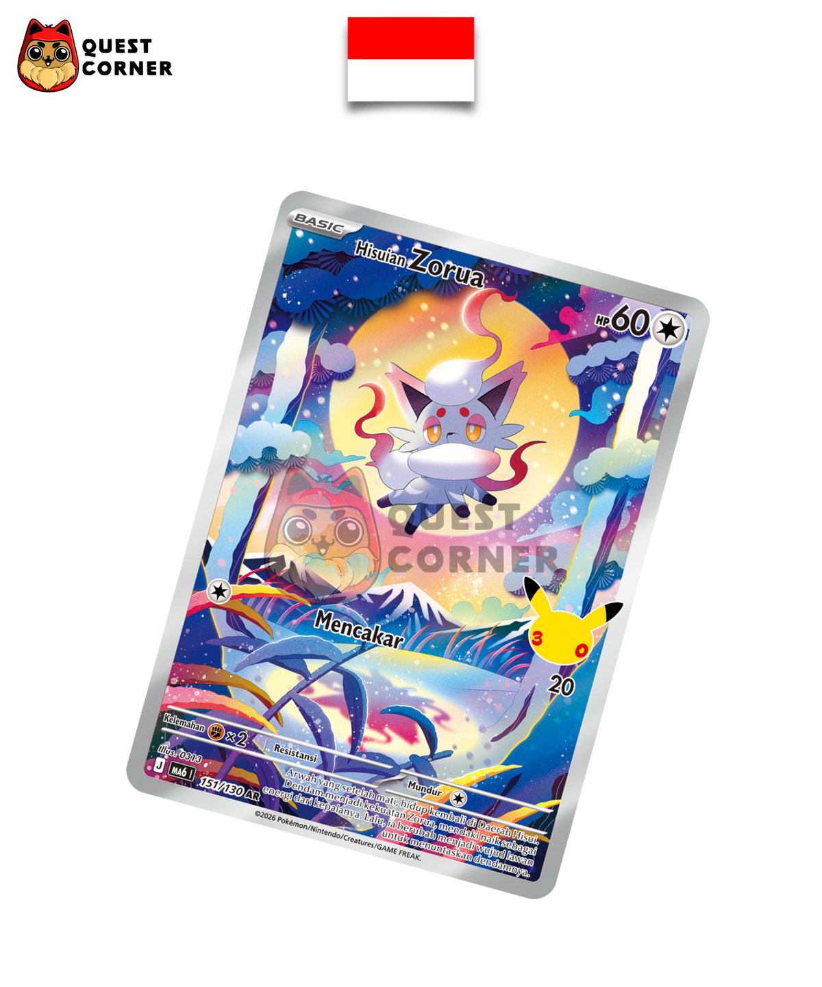 Zorua de Hisui 151/130 – MA6 – AR – Indonésien - Quest Corner