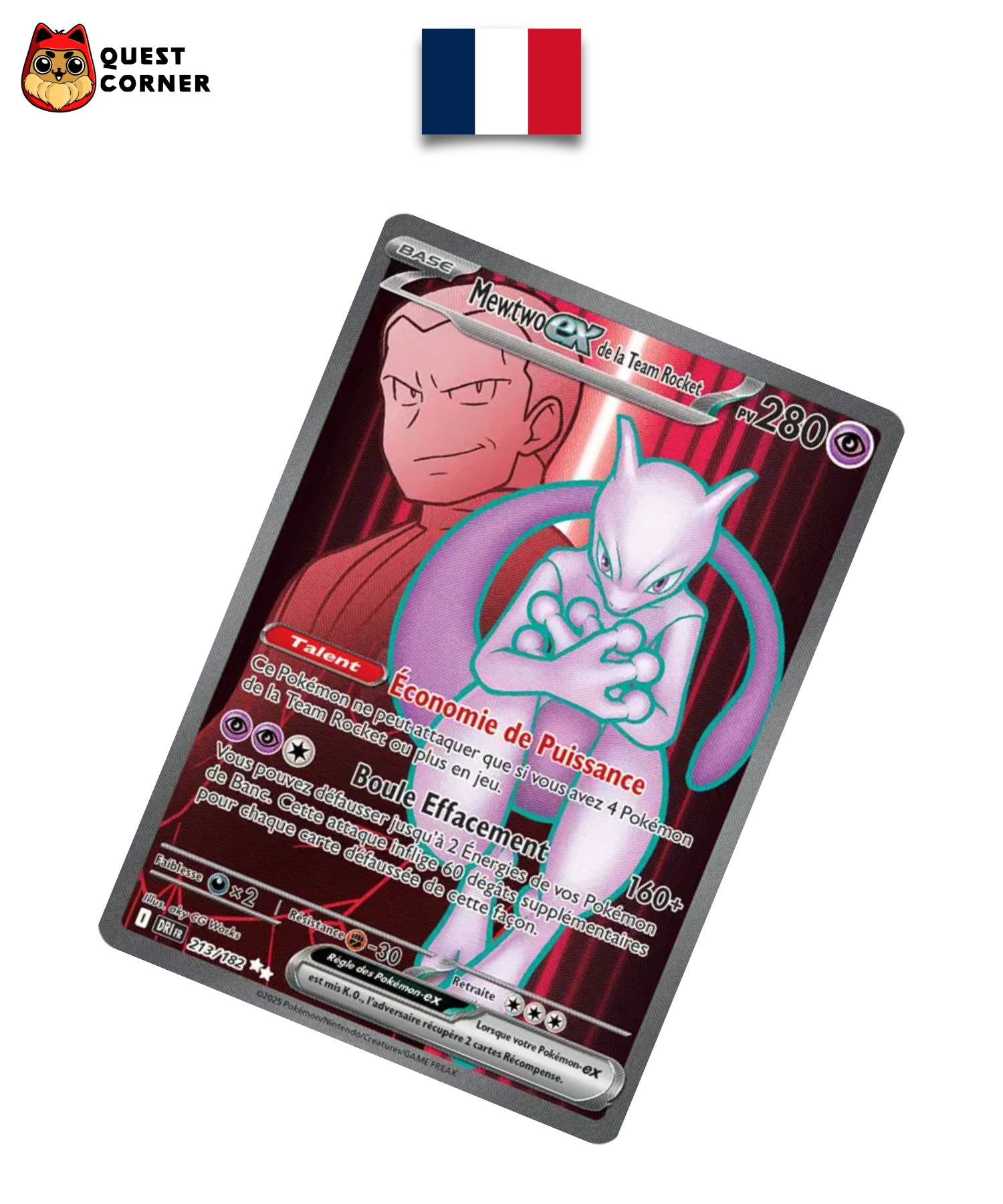 Mewtwo ex de la Team Rocket 213/182 – Rivalités Destinées – Français – NM - Quest Corner
