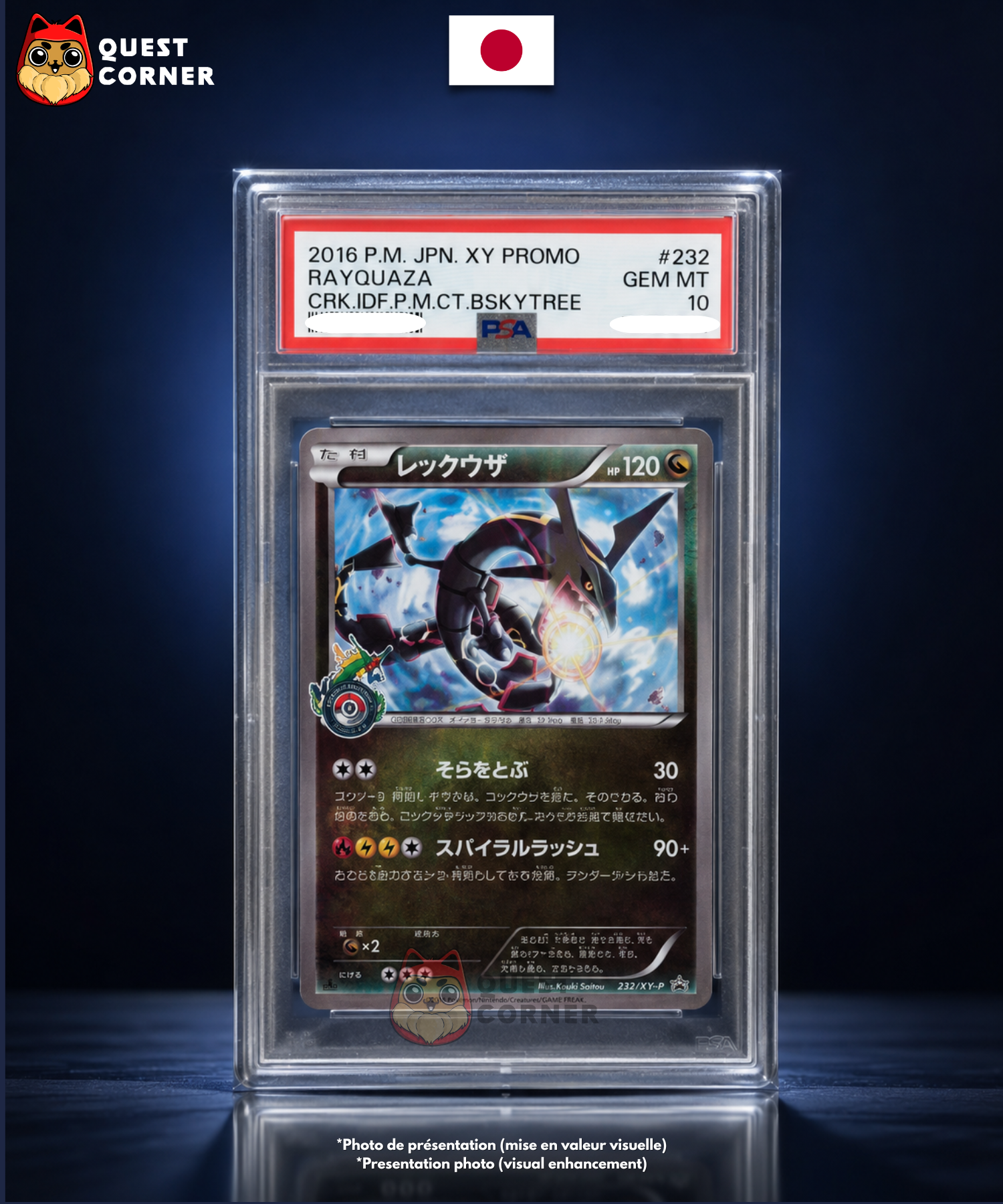 Carte Gradée Pokémon – Rayquaza 232/XY-P avec son cadre – Promo – Japonais - PSA 10 - Quest Corner