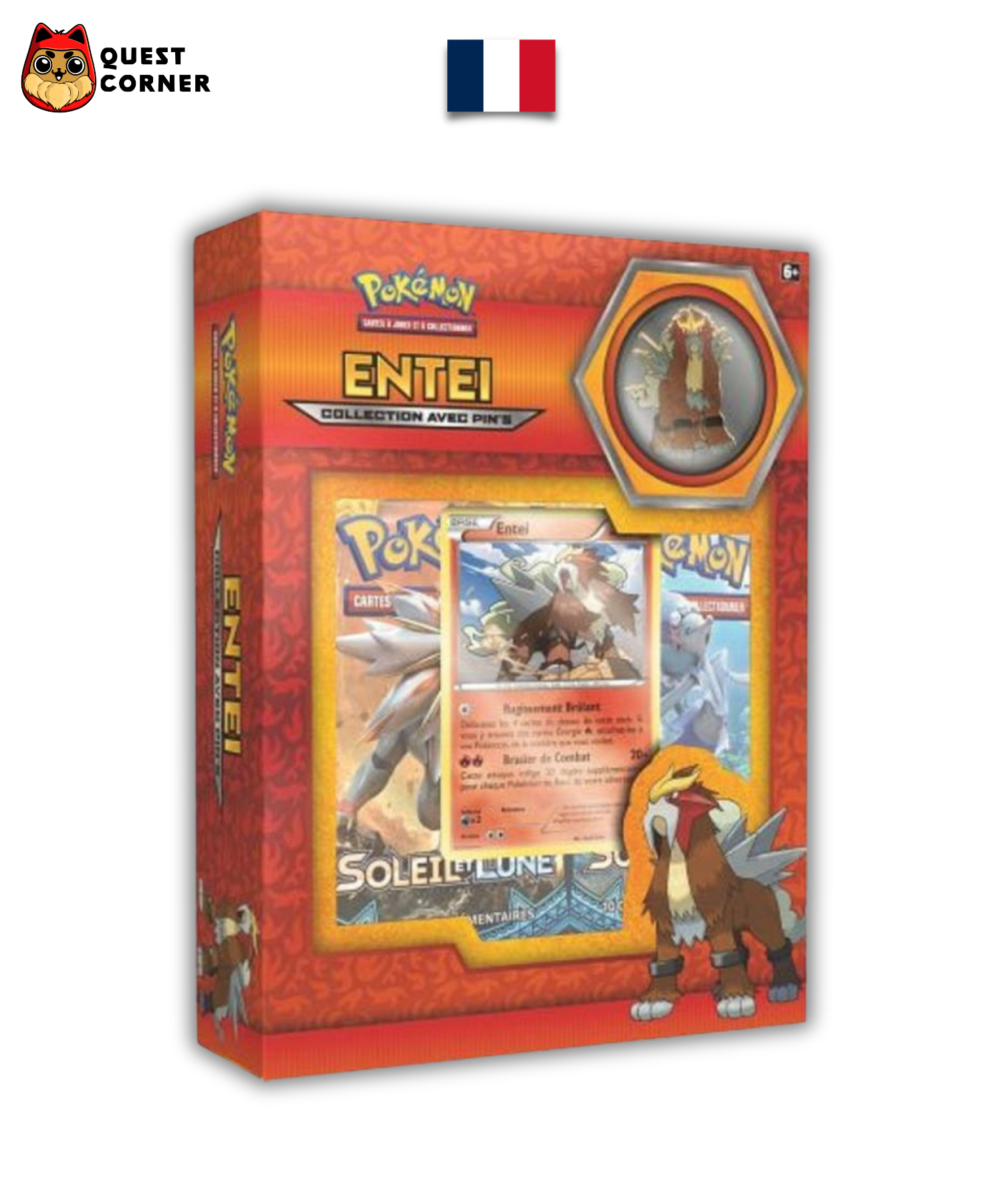 Coffret Pokémon Collection avec Pin's - Entei - x2 S&L Base & 1 XY12 Evolutions - Français - Quest Corner