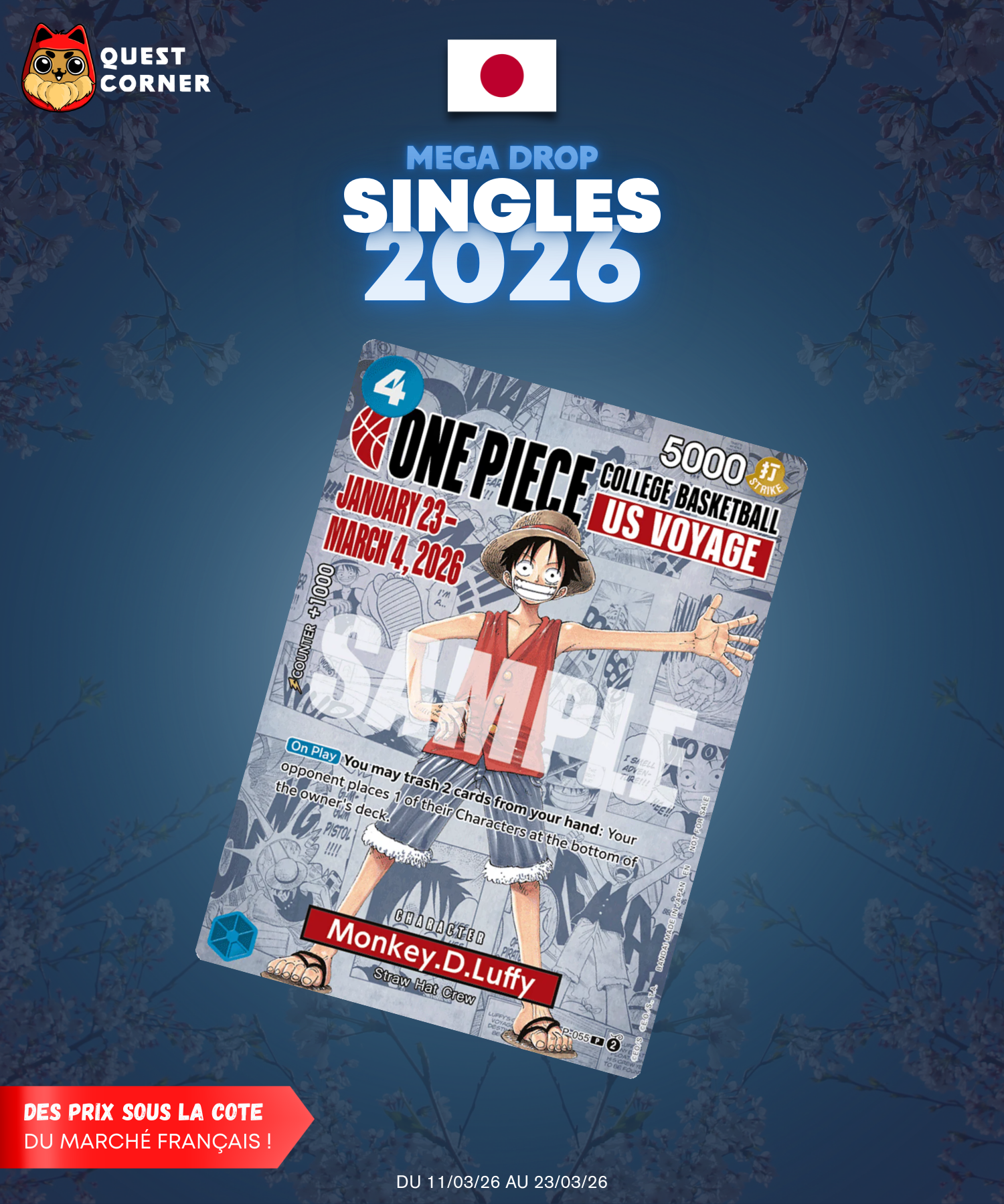 [MEGA DROP 2026] Carte One Piece – Monkey D. Luffy P-055 Promo – JP – EX