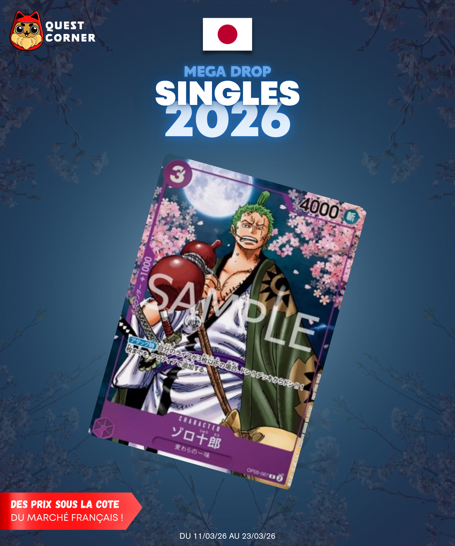 [MEGA DROP 2026] Carte One Piece – Zoro-Juurou OP05-067 Promo – JP – NM