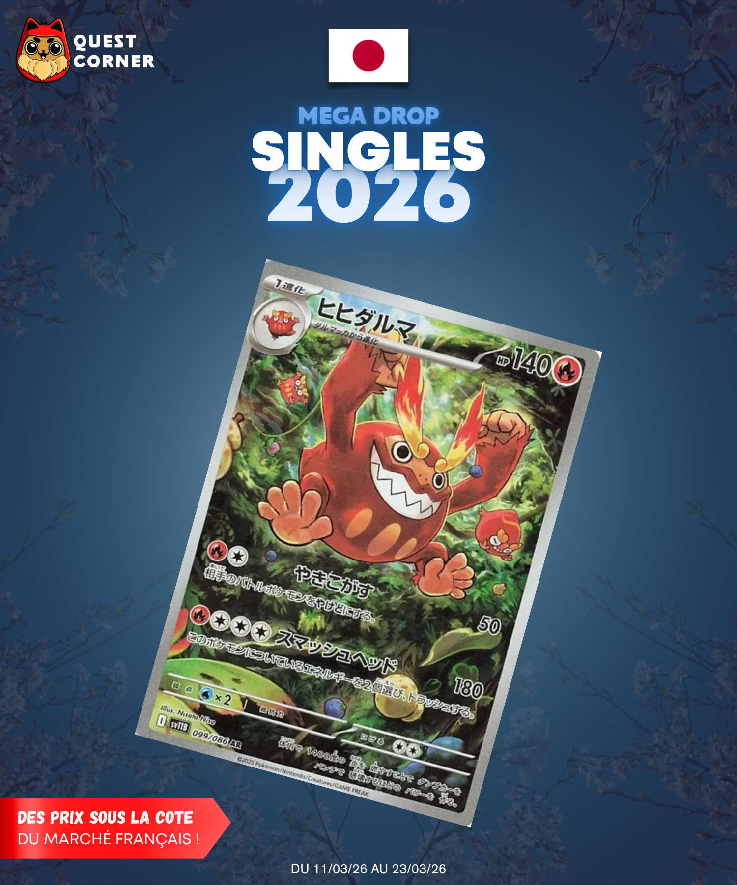 [MEGA DROP 2026] Carte Pokémon – Darumacho 099/086 AR – SV11b – JP – NM - Quest Corner