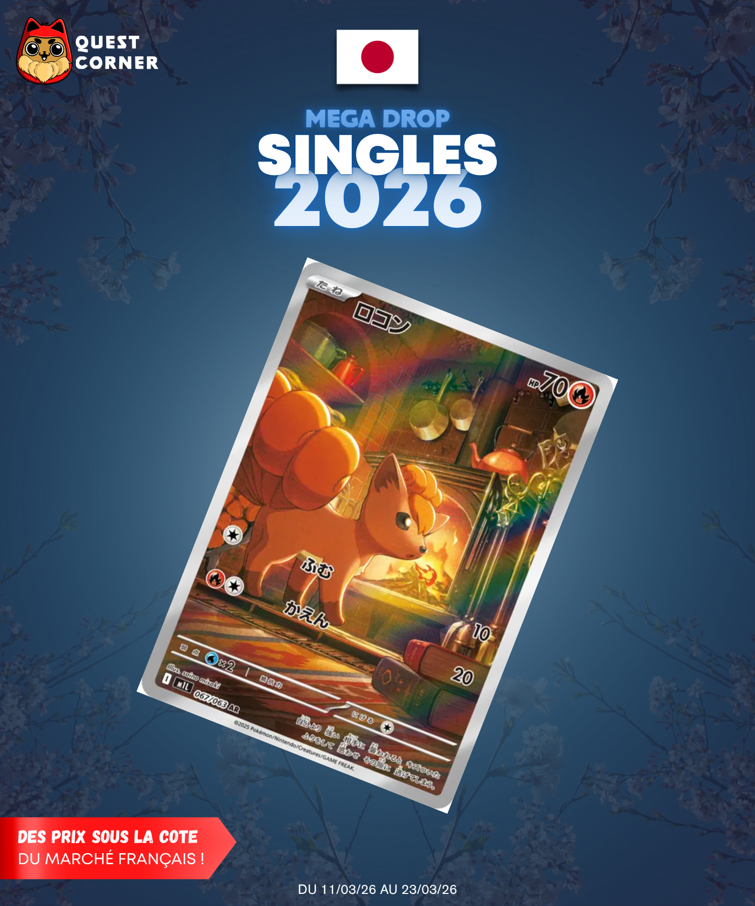 [MEGA DROP 2026] Carte Pokémon – Goupix 067/063 AR – M1l – JP – NM - Quest Corner