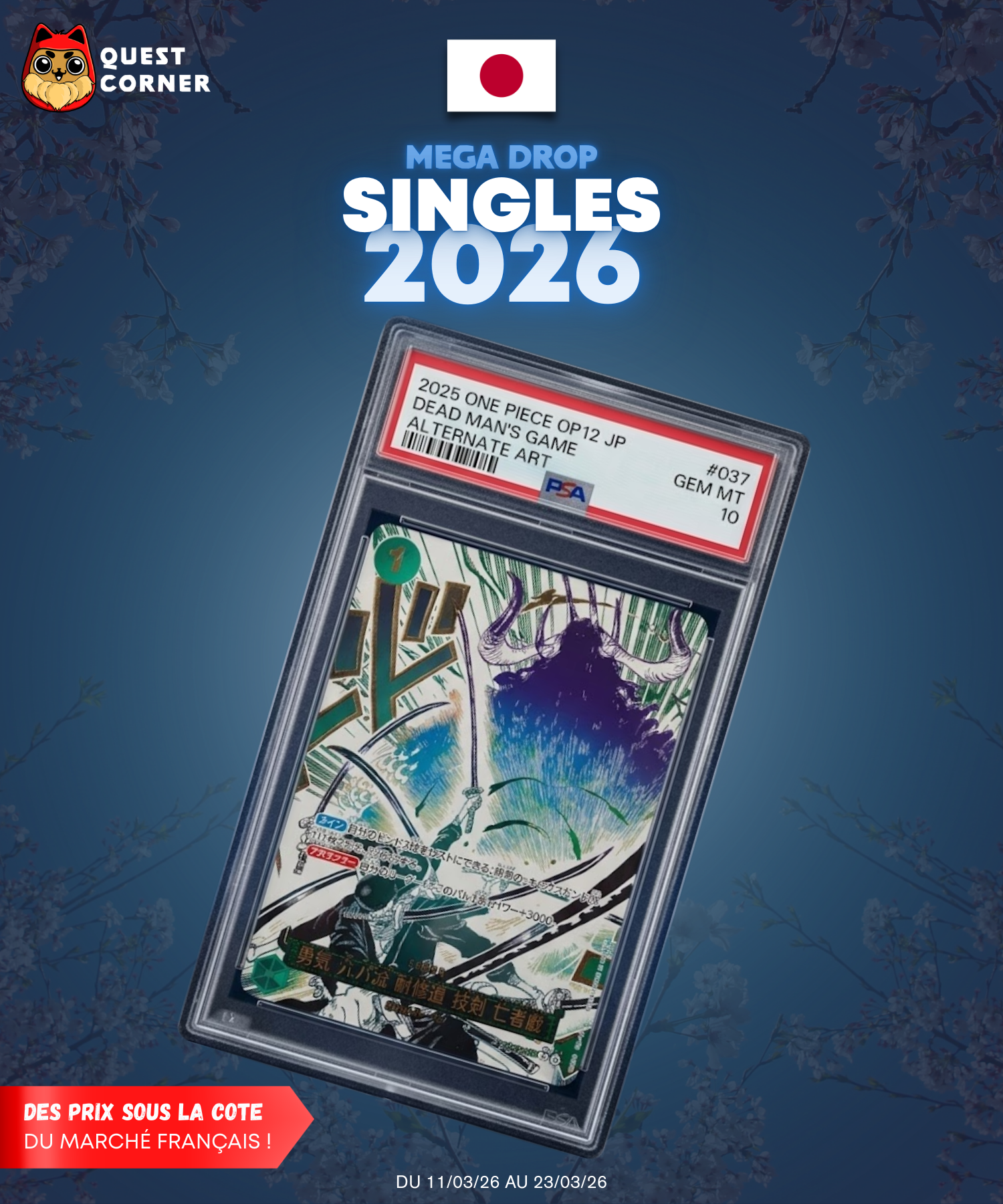 [MEGA DROP 2026] Carte One Piece – Zoro Demon Aura Nine Sword Style Asura OP12-037 – OP12 – JP - PSA10