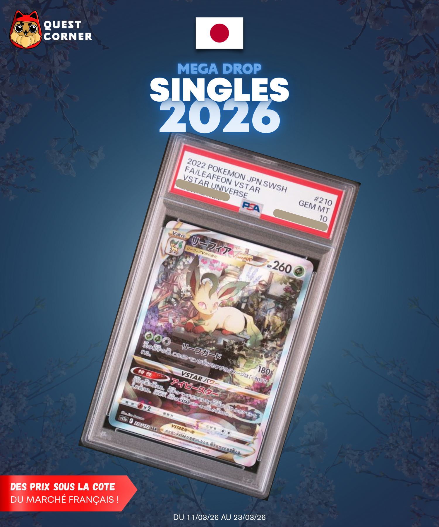 [MEGA DROP 2026] Carte Gradée Pokémon – Phyllali-VSTAR 210/172 S12a SAR – JP - PSA10