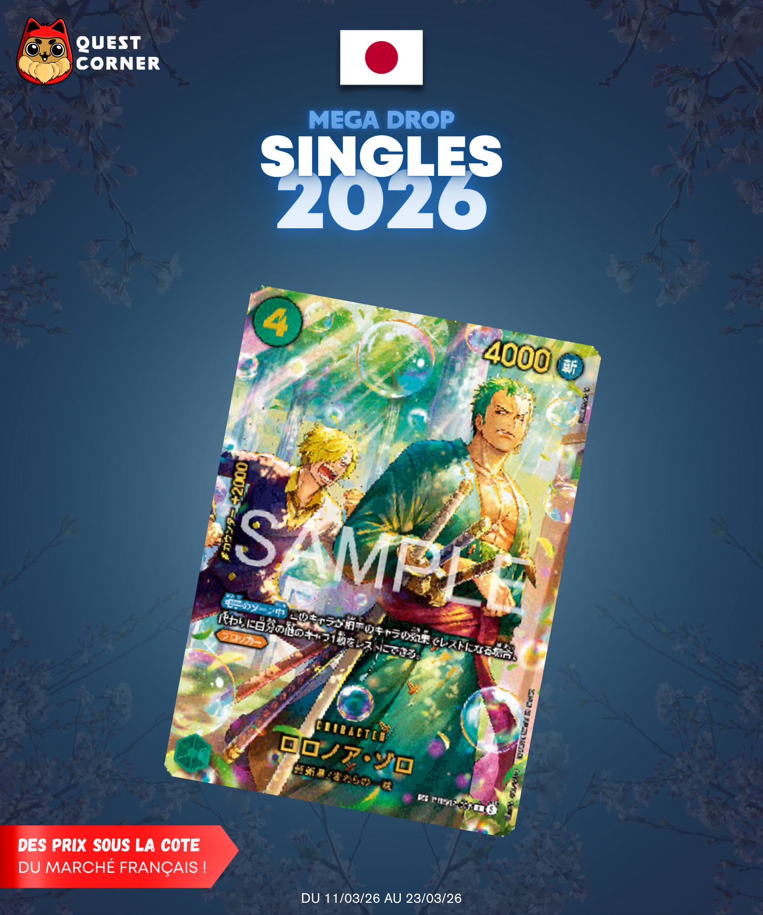 [MEGA DROP 2026] Carte One Piece – Roronoa Zoro SP PRB02-006 – OP14 – JP - NM - Quest Corner