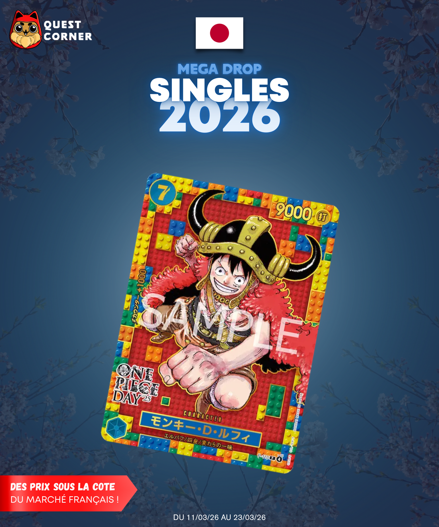 [MEGA DROP 2026] Carte One Piece – Monkey D. Luffy Promo P-110 One Piece Day 2025 – JP - NM - Quest Corner
