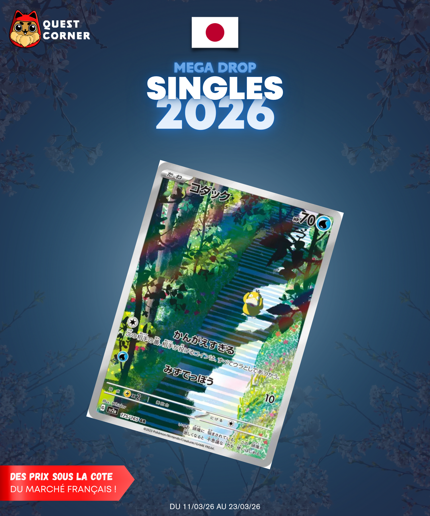 [MEGA DROP 2026] Carte Pokémon – Psykokwak AR 175/165 – SV2a – JP – NM