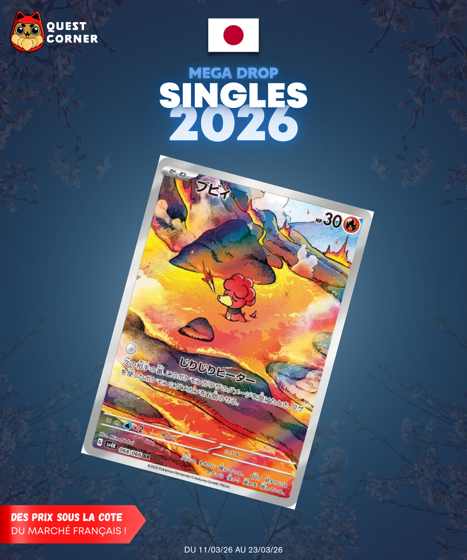 [MEGA DROP 2026] Carte Pokémon – Magby AR 068/066 – SV4k – JP – NM - Quest Corner