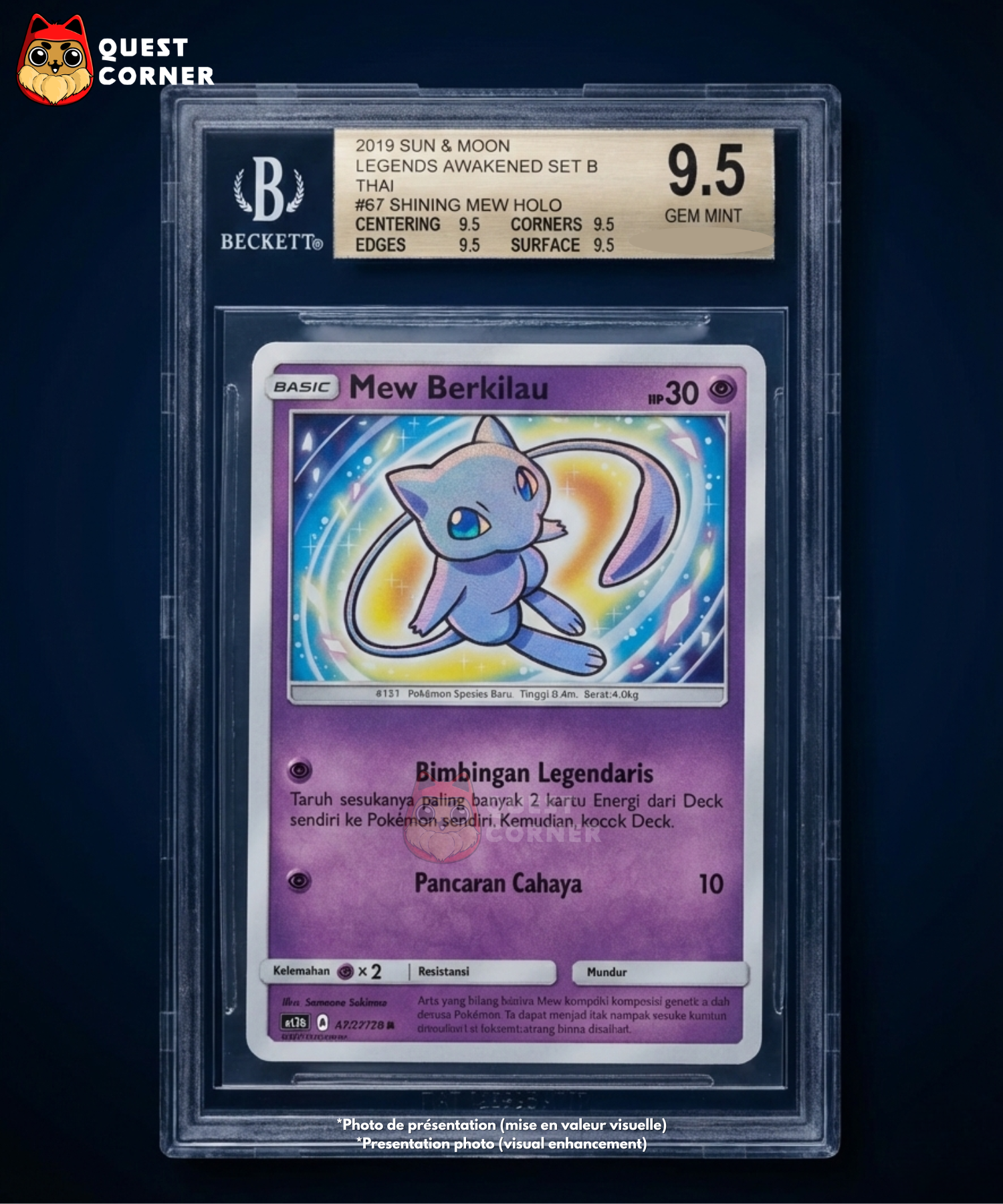 Carte Pokémon Gradée – Mew Brillant 067/171 – AS2b Legends Awakened Set B – BGS 9.5 GEM MINT – 2019 - Quest Corner