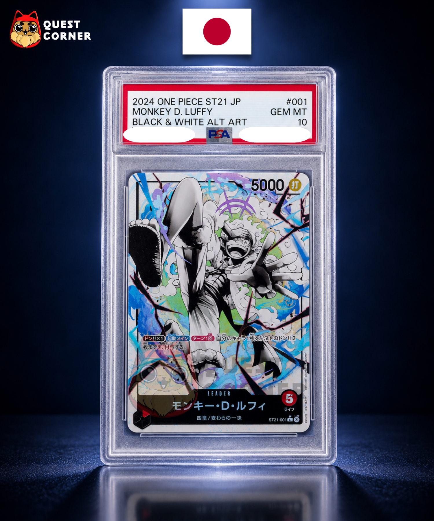 Carte One Piece Gradée – Monkey D. Luffy ST21-001 PSA 10 – Black & White Alt Art – JP - Quest Corner