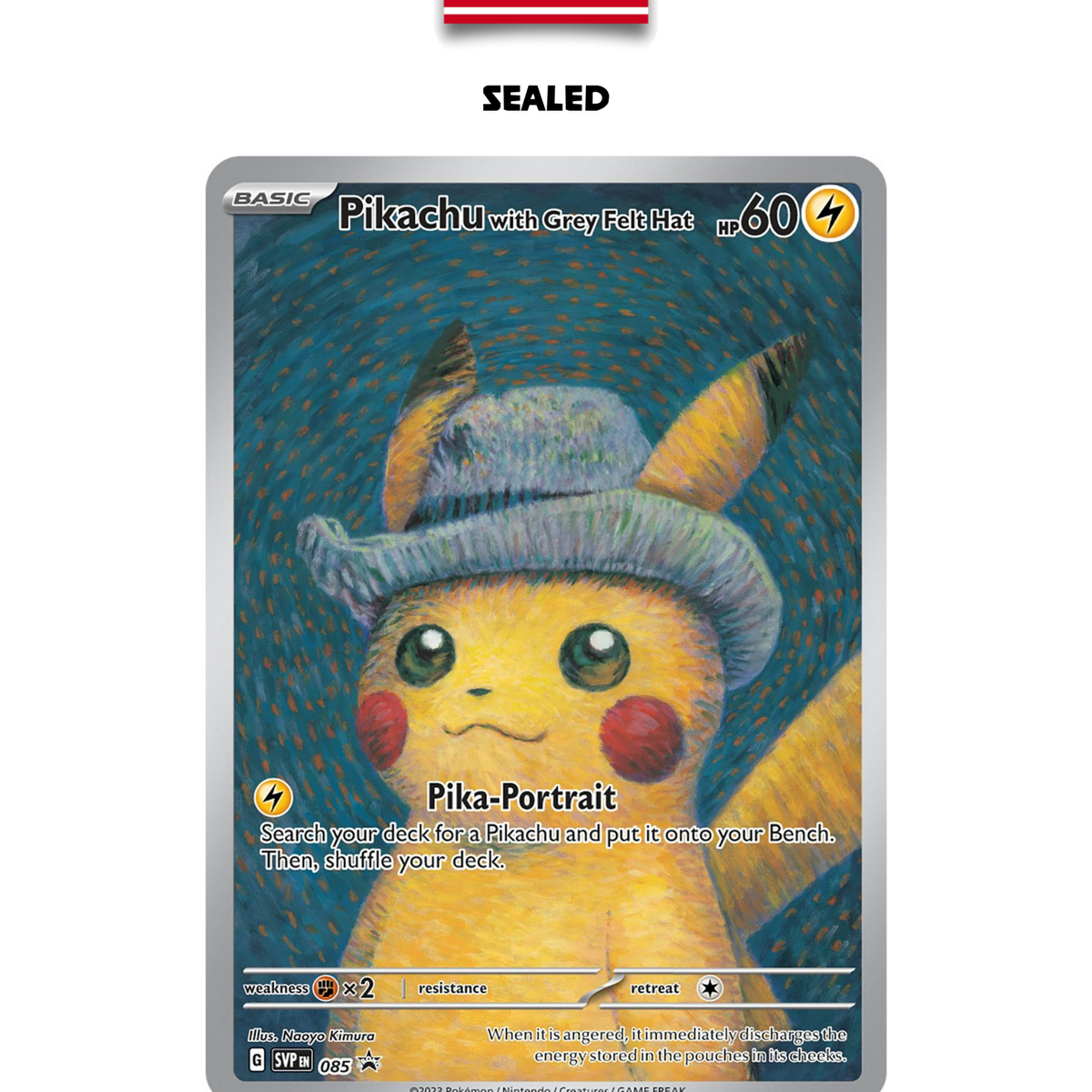 Pokémon Card – Van Gogh Pikachu with gray felt hat (SVP 085
