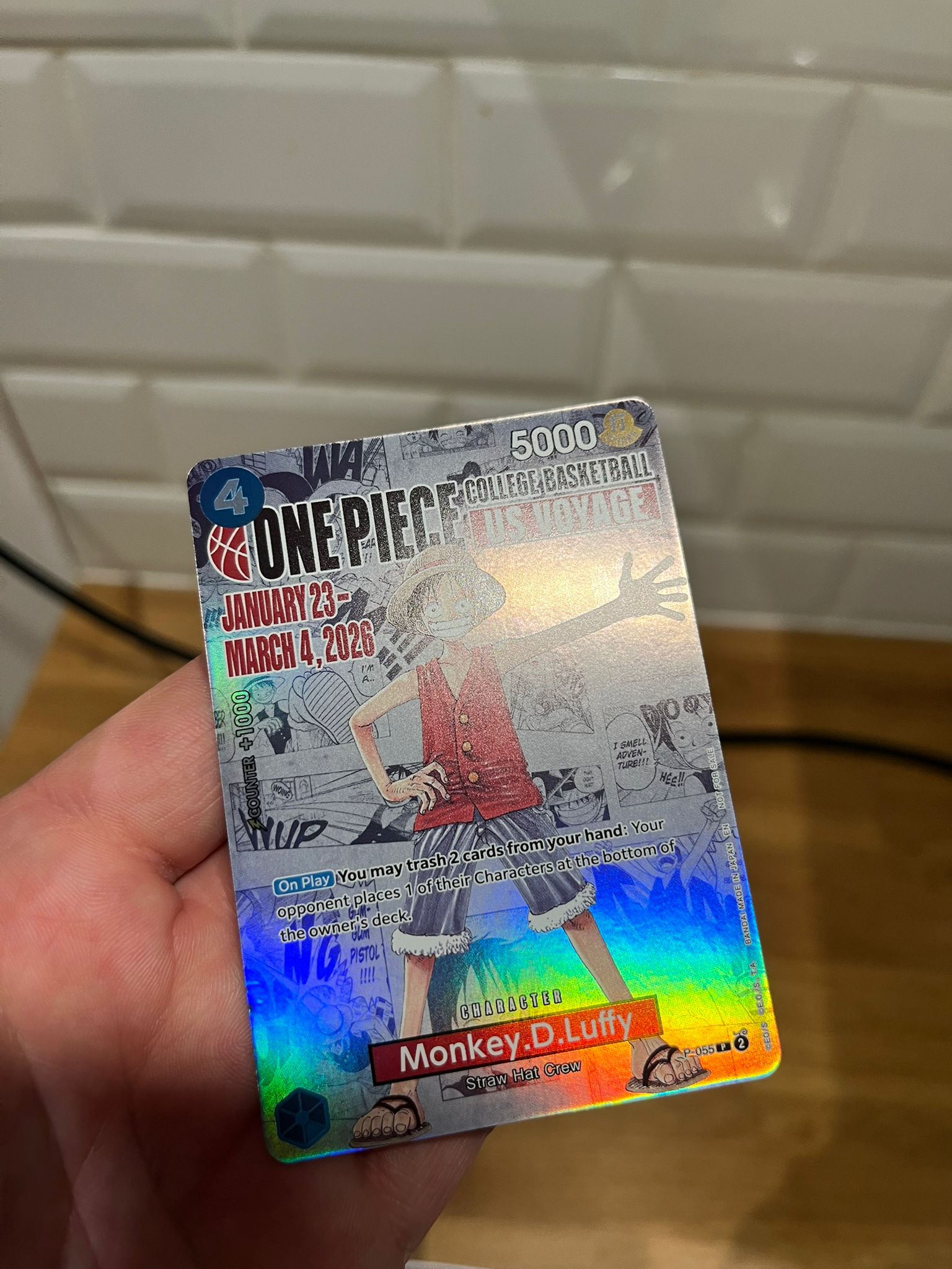 Carte One Piece – Monkey D. Luffy P-055 – Promo College Basketball – Anglais – EX - Quest Corner