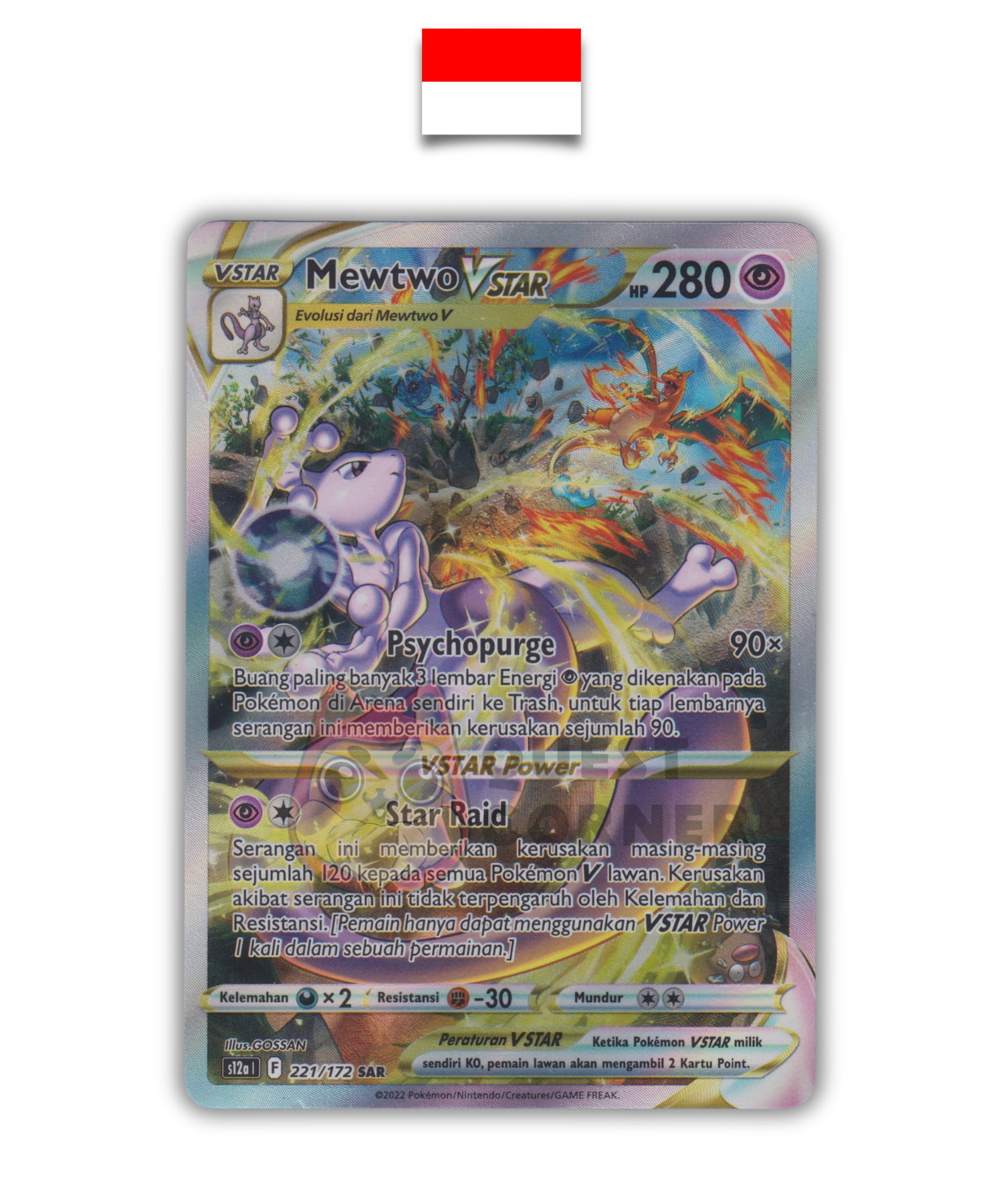 Carte Pokémon – Mewtwo VSTAR 221/172 – SAR – S12a VSTAR Universe – Indonésien - Quest Corner