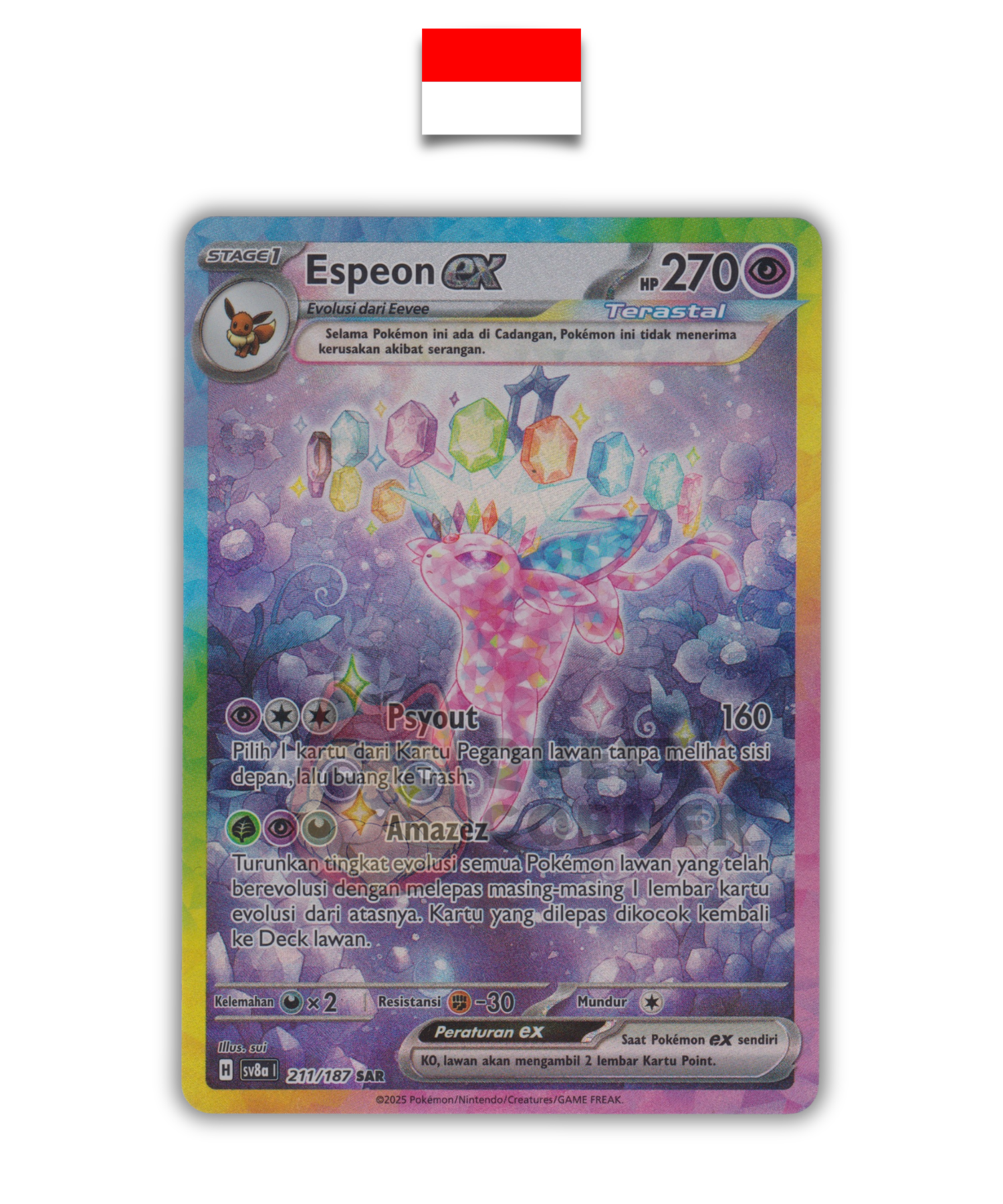 Carte Pokémon – Mentali EX 211/187 – SAR – SV8a – Indonésien - Quest Corner