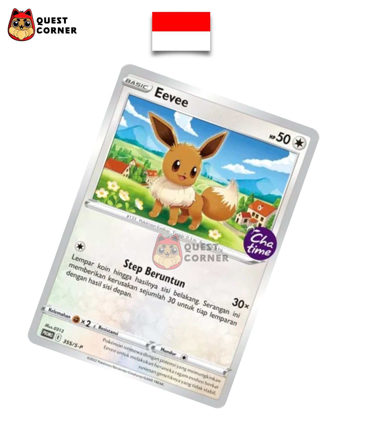 Carte Pokémon Évoli 355/S-P Promo Chatime en indonésien