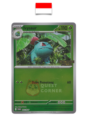 Carte Pokémon – Herbizarre 002/M-P – Reverse Holo – Promo Stamp – Evolusi Mega – Indonésien - Quest Corner