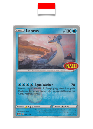 Pokémon Card – Lapras 091/S-P – Promo Stamp – INACO – Indonesian - Quest Corner