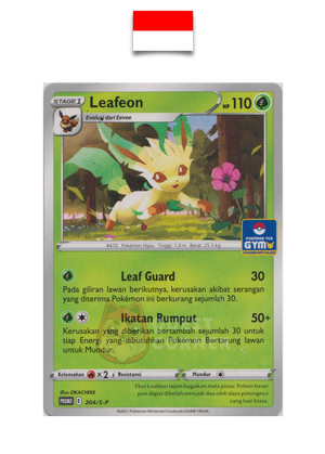 Pokémon Card – Leafeon 204/S-P – Promo Stamp – Pokemon TCG Gym – Indonesian - Quest Corner