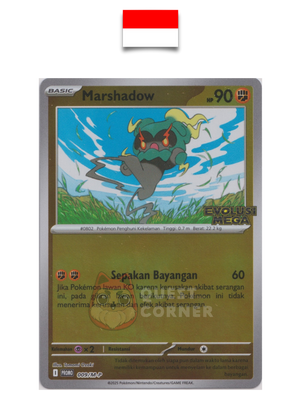 Carte Pokémon – Marshadow 009/M-P – Reverse Holo – Promo Stamp – Evolusi Mega – Indonésien - Quest Corner