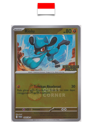 Carte Pokémon – Riolu 008/M-P – Reverse Holo – Promo Stamp – Evolusi Mega – Indonésien - Quest Corner