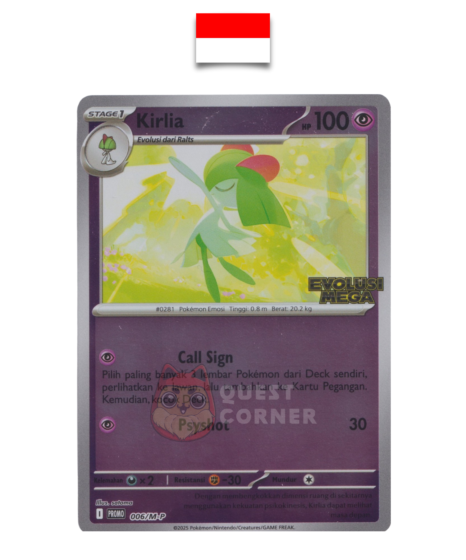 Carte Pokémon – Tarsal 005/M-P – Reverse Holo – Promo Stamp – Evolusi Mega – Indonésien - Quest Corner