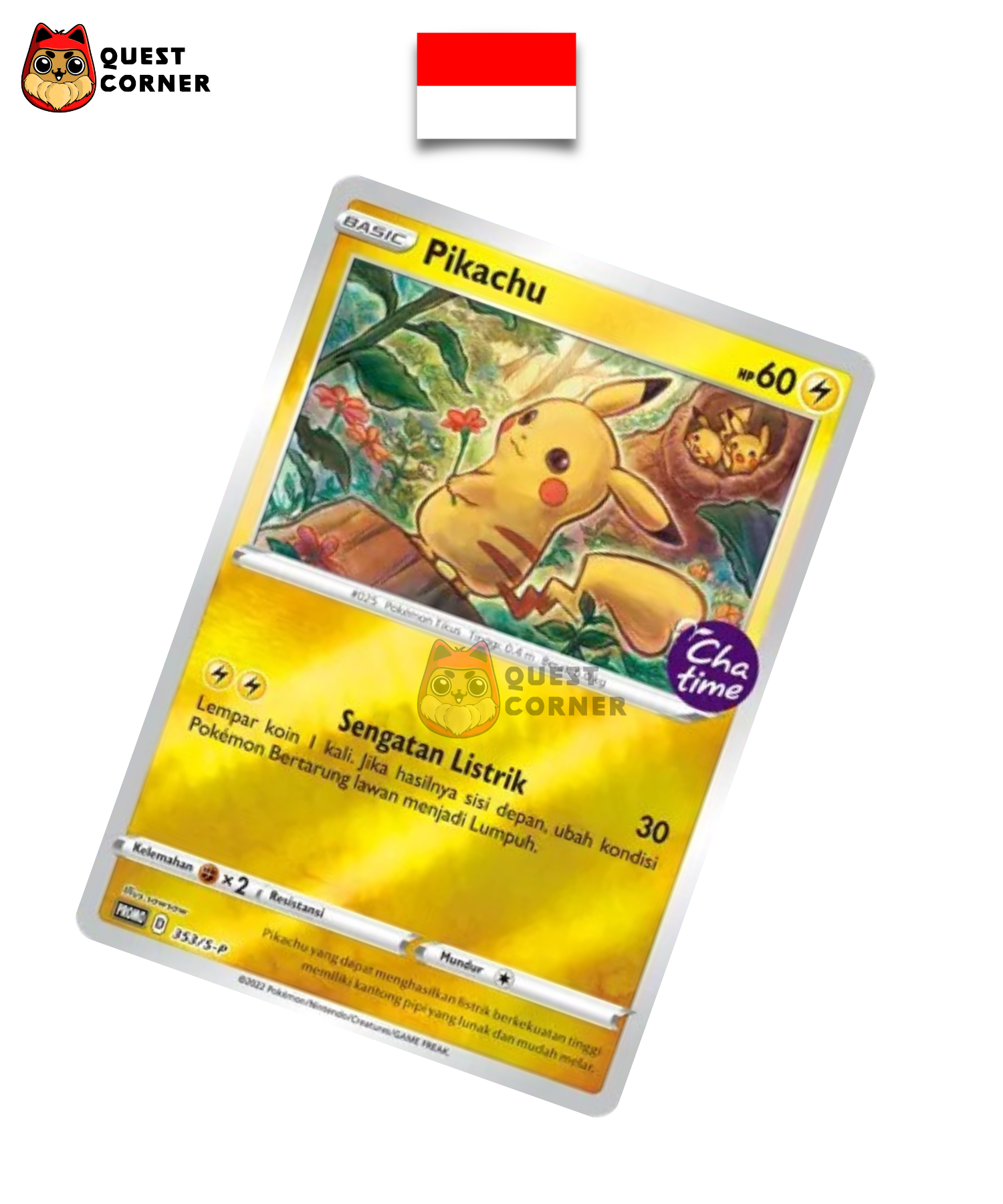 Carte Pokémon Pikachu 353/S-P Promo Chatime en indonésien