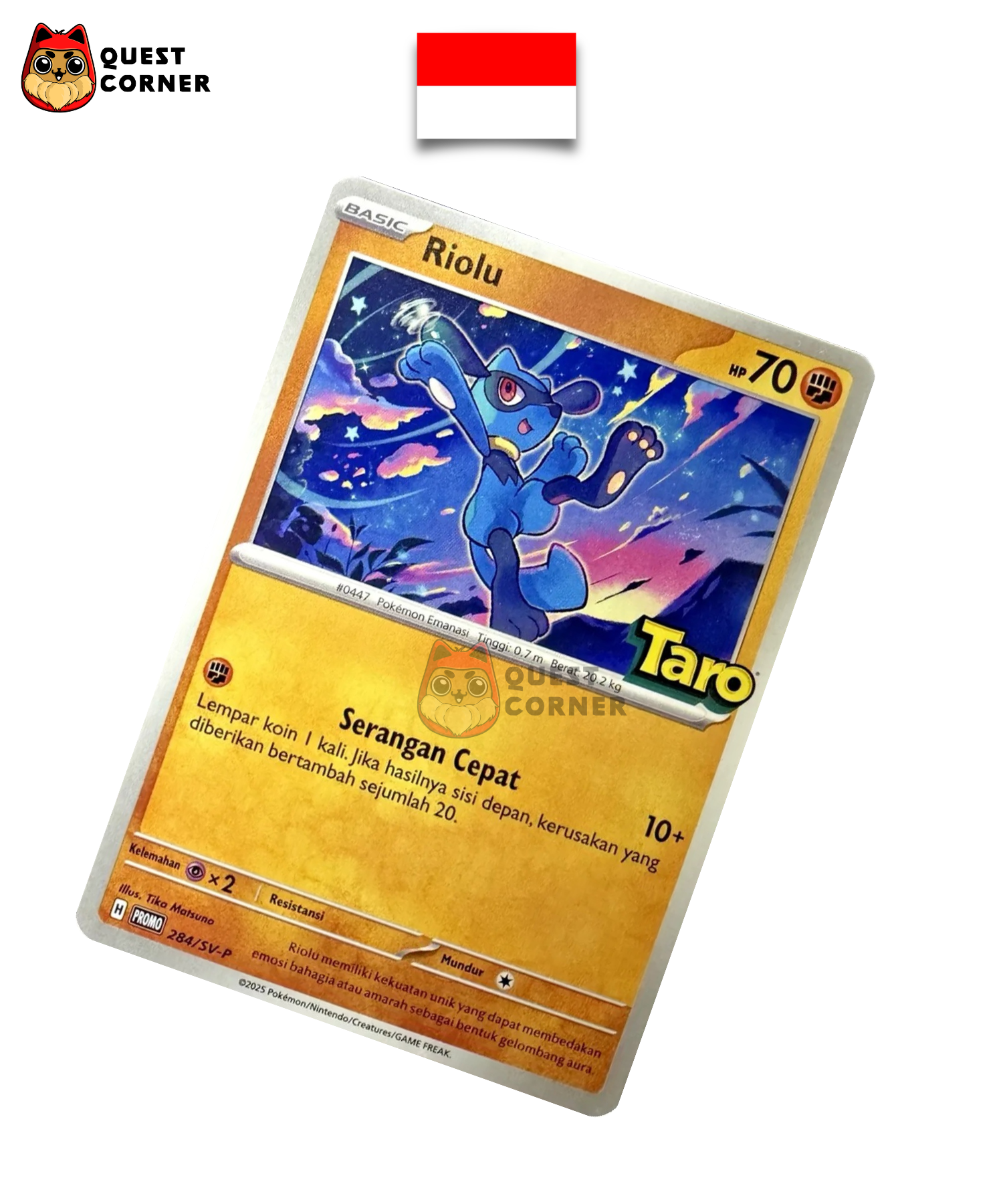 Carte Pokémon Riolu 284/SV-P Promo Taro en indonésien